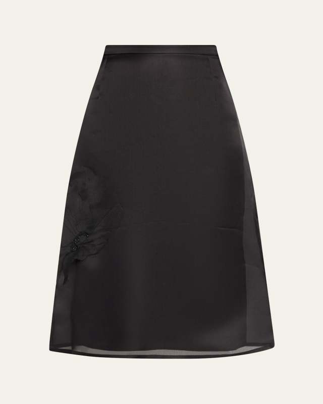 Anemone Corsage Organza Midi Skirt